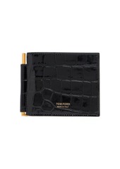 Tom Ford Patent Croc Embossed Clip Wallet