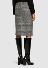 Tom Ford Prince Of Wales Wool Blend Midi Skirt