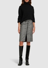 Tom Ford Prince Of Wales Wool Blend Midi Skirt