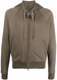 Tom Ford raglan sleeves zipped cotton hoodie