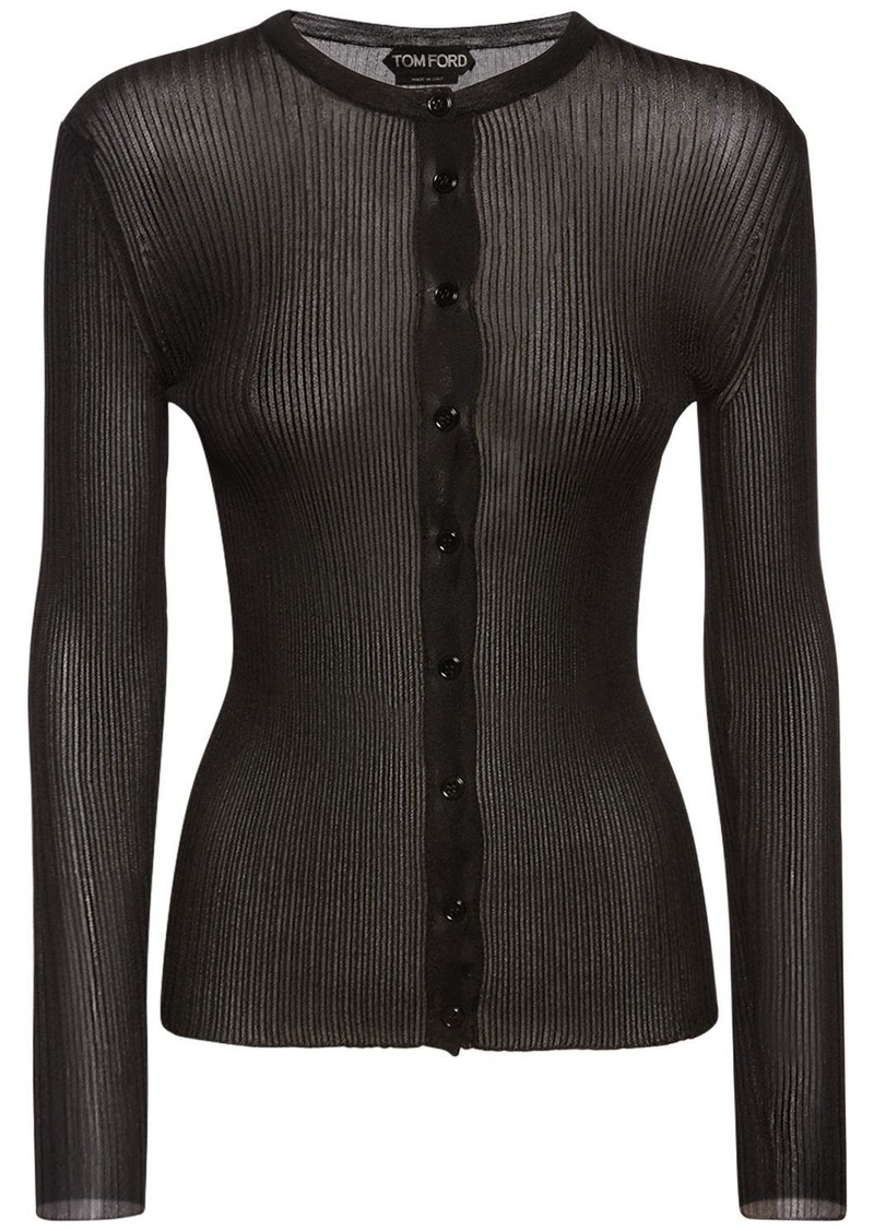 Tom Ford Ribbed Jersey Long Sleeve Cardigan