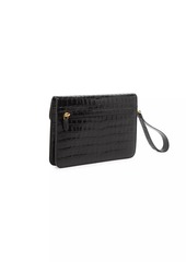 Tom Ford Shiny Croc-Embossed Portfolio Wrist Bag