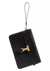 Tom Ford Shiny Croc-Embossed Portfolio Wrist Bag