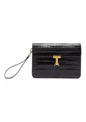 Tom Ford Shiny Croc-Embossed Portfolio Wrist Bag