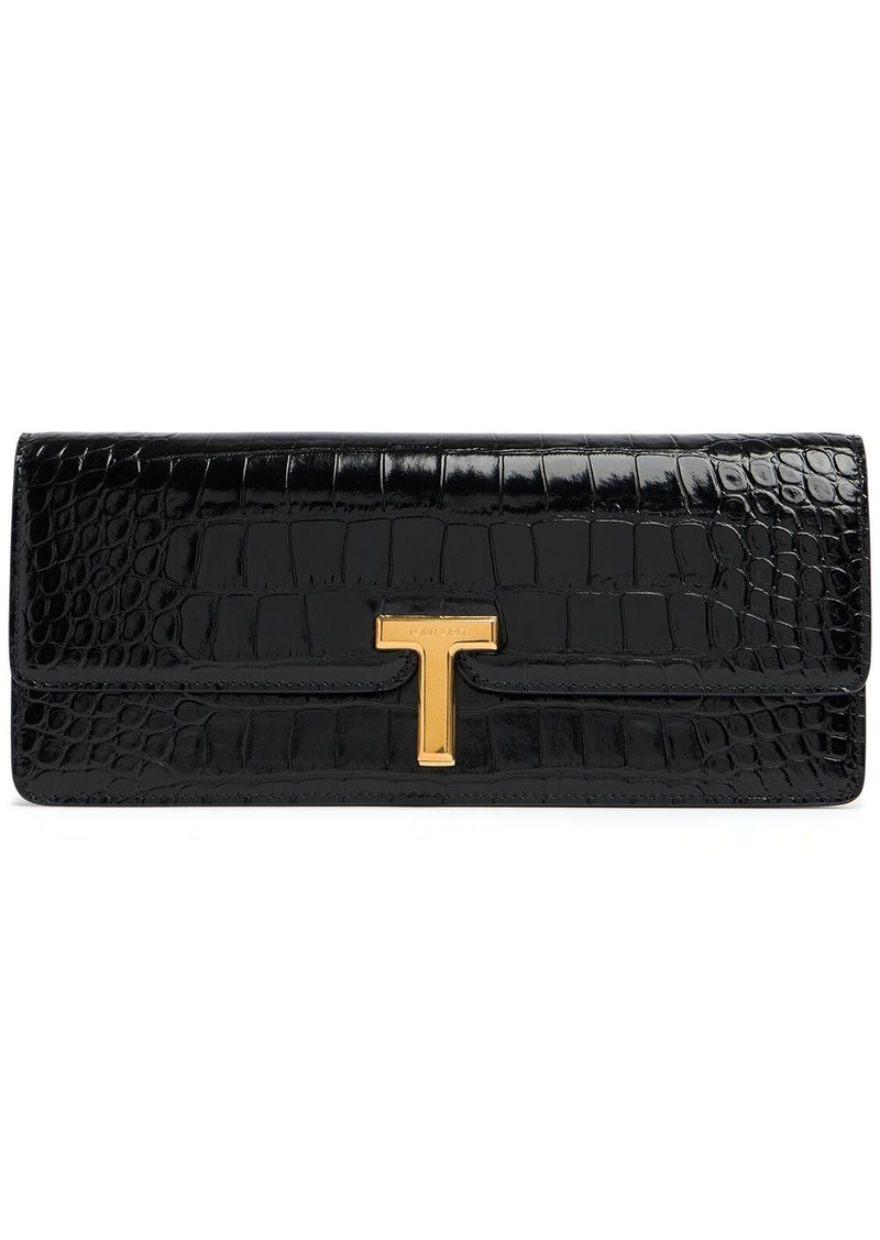 Tom Ford Shiny Embossed Leather Clutch