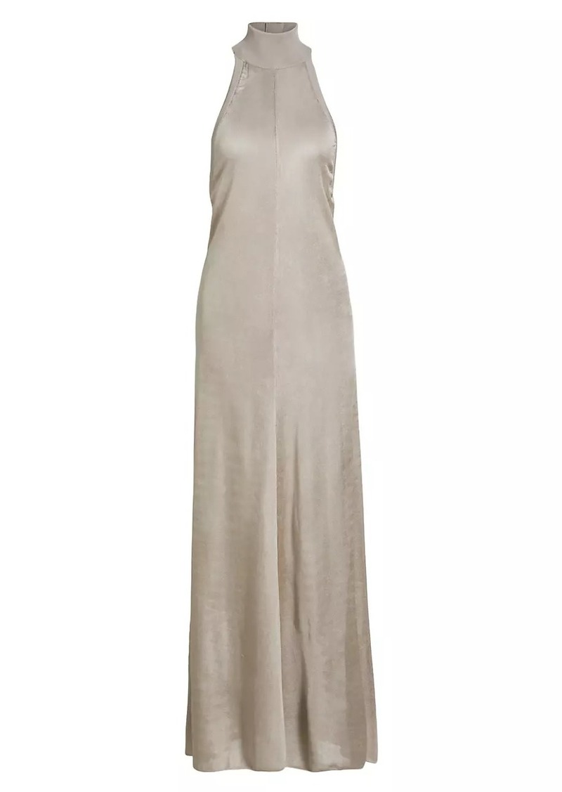 Tom Ford Slinky Button-Back Halter Gown