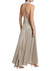 Tom Ford Slinky Button-Back Halter Gown