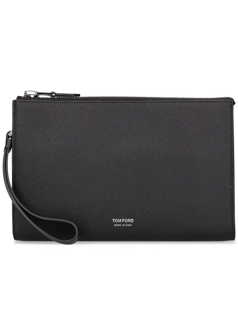 Tom Ford Small Grain Leather Pouch W/strap