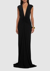 Tom Ford Stretch Sable Jersey Draped Long Dress