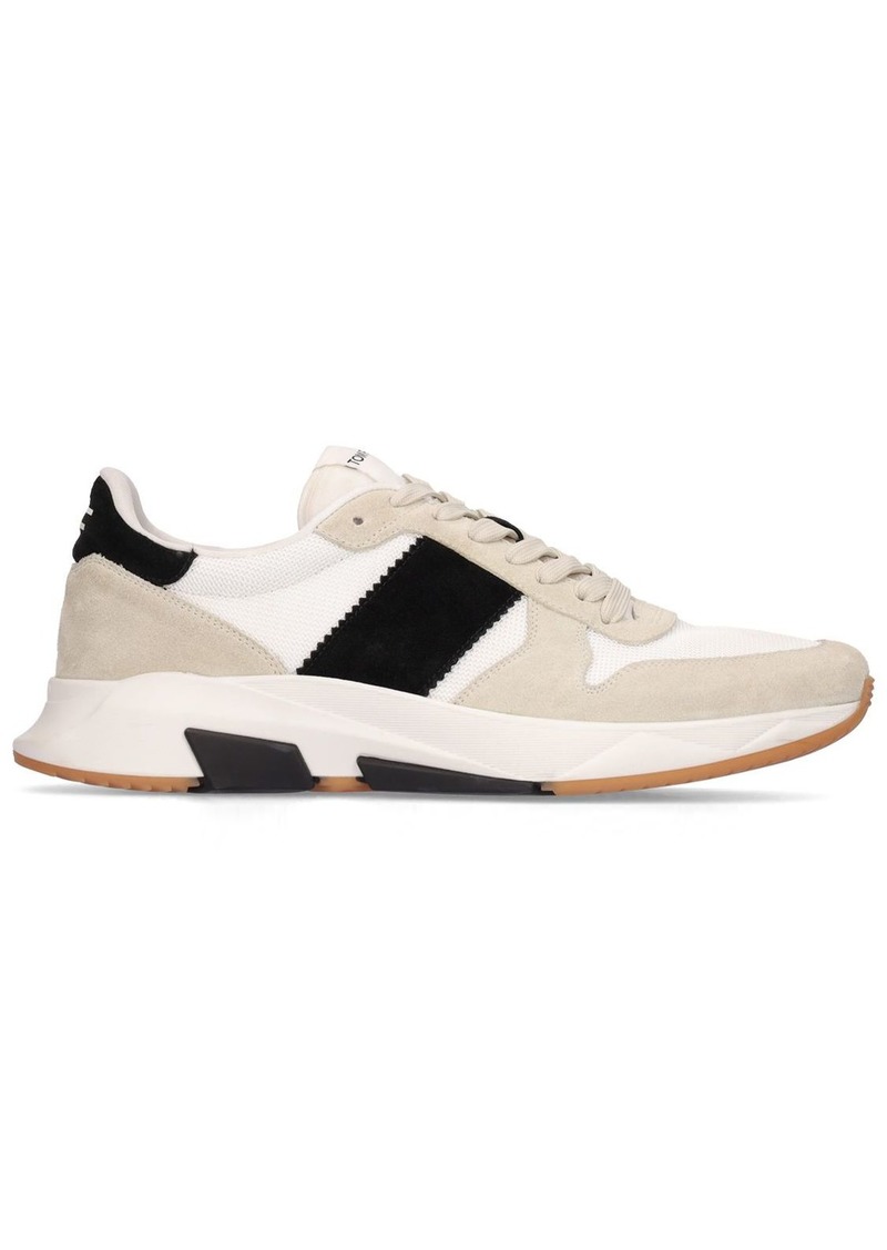 Tom Ford Suede & Tech Low Top Sneakers
