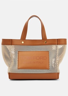 Tom Ford T Screw Small leather and mesh tote bag