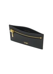 Tom Ford Tf Leather Card Holder W/zipped Pocket