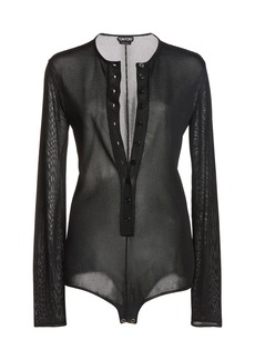 Tom Ford - Button-Front Jersey Bodysuit - Black - S - Moda Operandi