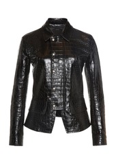 Tom Ford - Croc-Embossed Leather Moto Jacket - Black - IT 44 - Moda Operandi