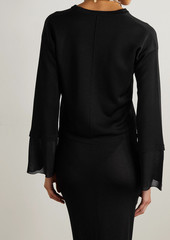 TOM FORD - Cropped tie-neck knitted top - Black - M