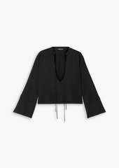 TOM FORD - Cropped tie-neck knitted top - Black - M