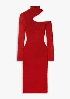 TOM FORD - Cutout ribbed-knit turtleneck midi dress - Red - M