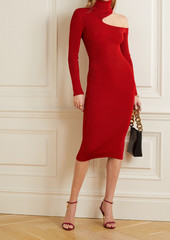 TOM FORD - Cutout ribbed-knit turtleneck midi dress - Red - M