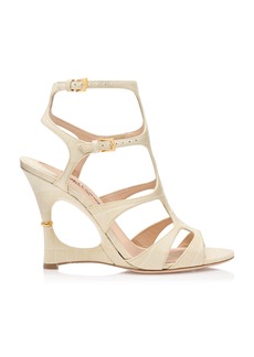 Tom Ford - Paradis Croc-Effect Leather Cage Sandals - White - IT 38.5 - Moda Operandi