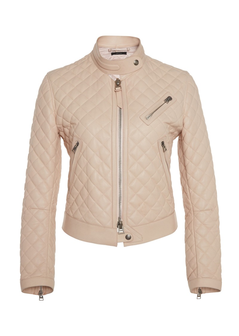 Tom Ford - Quilted Leather Moto Jacket - Neutral - IT 40 - Moda Operandi