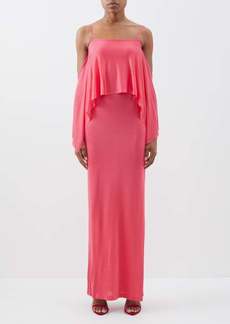 Tom Ford - Ruffle-panel Jersey Maxi Dress - Womens - Pink