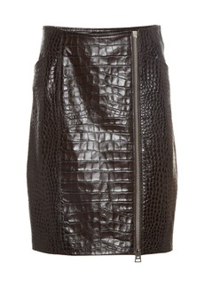Tom Ford - Side-Zip Croc-Embossed Leather Mini Skirt - Brown - IT 44 - Moda Operandi