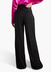 TOM FORD - Silk satin-trimmed grain de poudre wool wide-leg pants - Black - IT 46