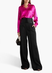 TOM FORD - Silk satin-trimmed grain de poudre wool wide-leg pants - Black - IT 46