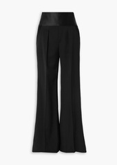 TOM FORD - Silk satin-trimmed grain de poudre wool wide-leg pants - Black - IT 46