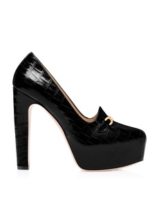 Tom Ford - Whitney Croc-Effect Leather Platform Pumps - Black - IT 37.5 - Moda Operandi