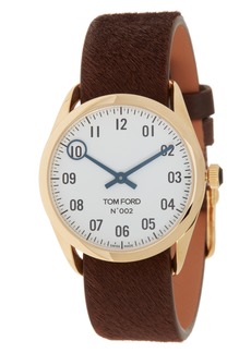 TOM FORD 18K Gold Suede Band Watch