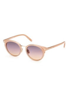 TOM FORD 48mm Round Sunglasses in Shiny Pink /Gradient Smoke at Nordstrom Rack