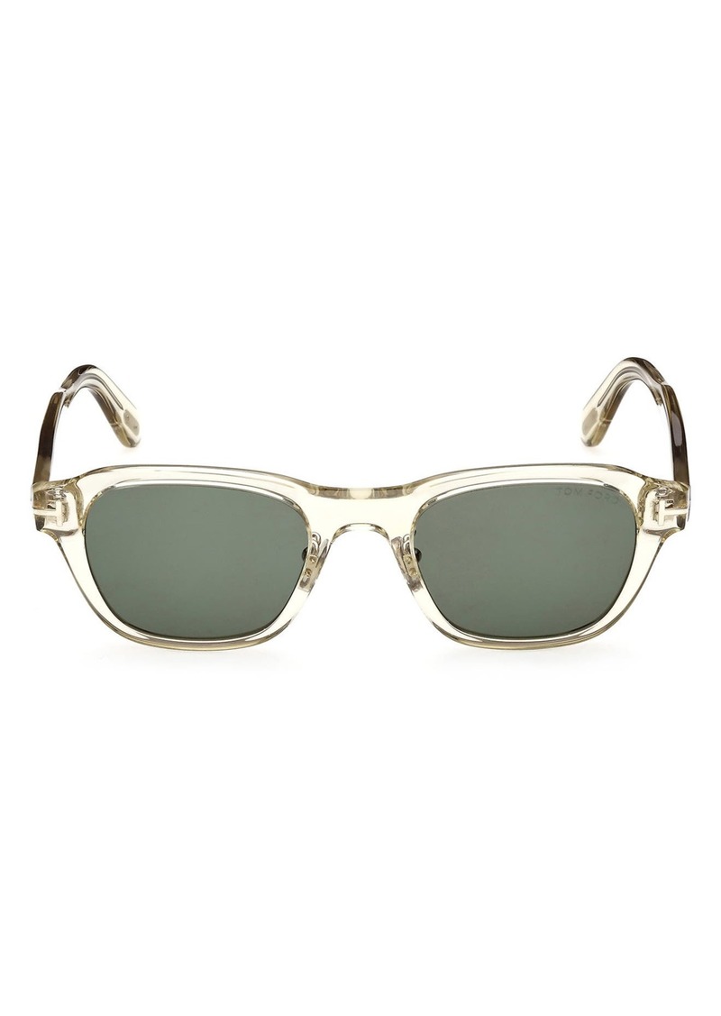TOM FORD 49mm Square Sunglasses in Shiny Light Green /Green at Nordstrom Rack