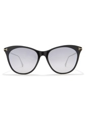 TOM FORD 55mm Cat Eye Sunglasses in Shiny Black /Smoke Mirror at Nordstrom Rack