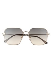 TOM FORD 56mm Geometric Sunglasses in Shiny Rose Gold /Brown Mirror at Nordstrom Rack