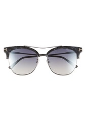 TOM FORD 56mm Round Sunglasses in Black /Smoke Mirror at Nordstrom Rack