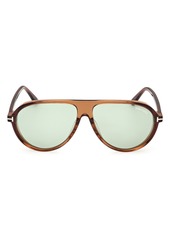 TOM FORD 60mm Pilot Sunglasses in Shiny Dark Brown /Green at Nordstrom Rack