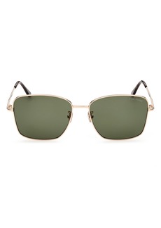 TOM FORD 60mm Square Sunglasses in Shiny Rose Gold /Green at Nordstrom Rack