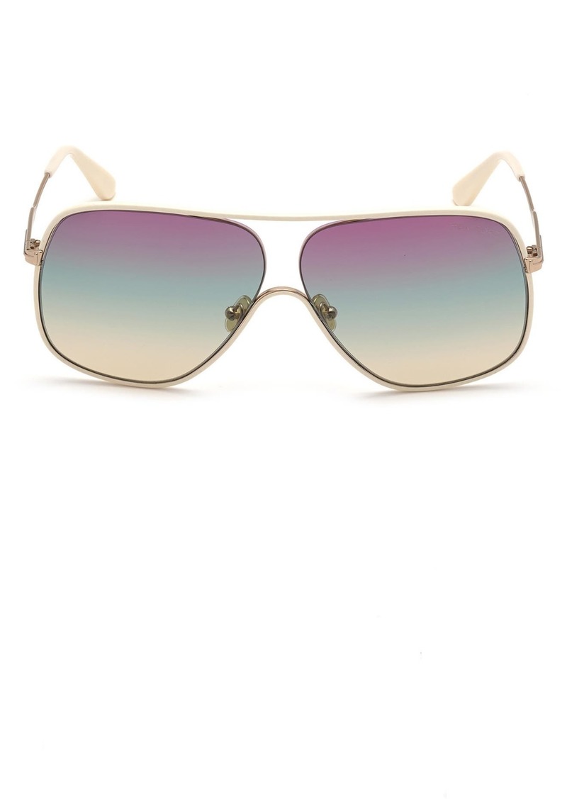 TOM FORD 64mm Square Sunglasses in Shiny Rose Gold /Gradient at Nordstrom Rack