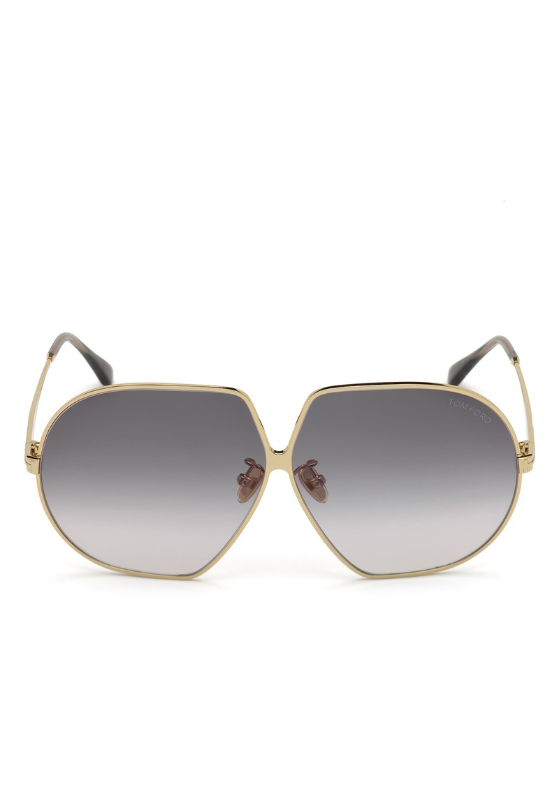 TOM FORD 66mm Geometric Sunglasses in Rose Gold /Smoke at Nordstrom Rack