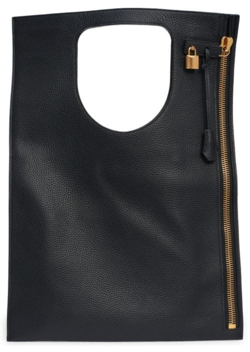 TOM FORD Alix Grained Leather Flat Shoulder Bag