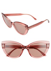 Tom Ford Anya 55mm Cat Eye Sunglasses in Antique Dark Pink/Pale Brown at Nordstrom