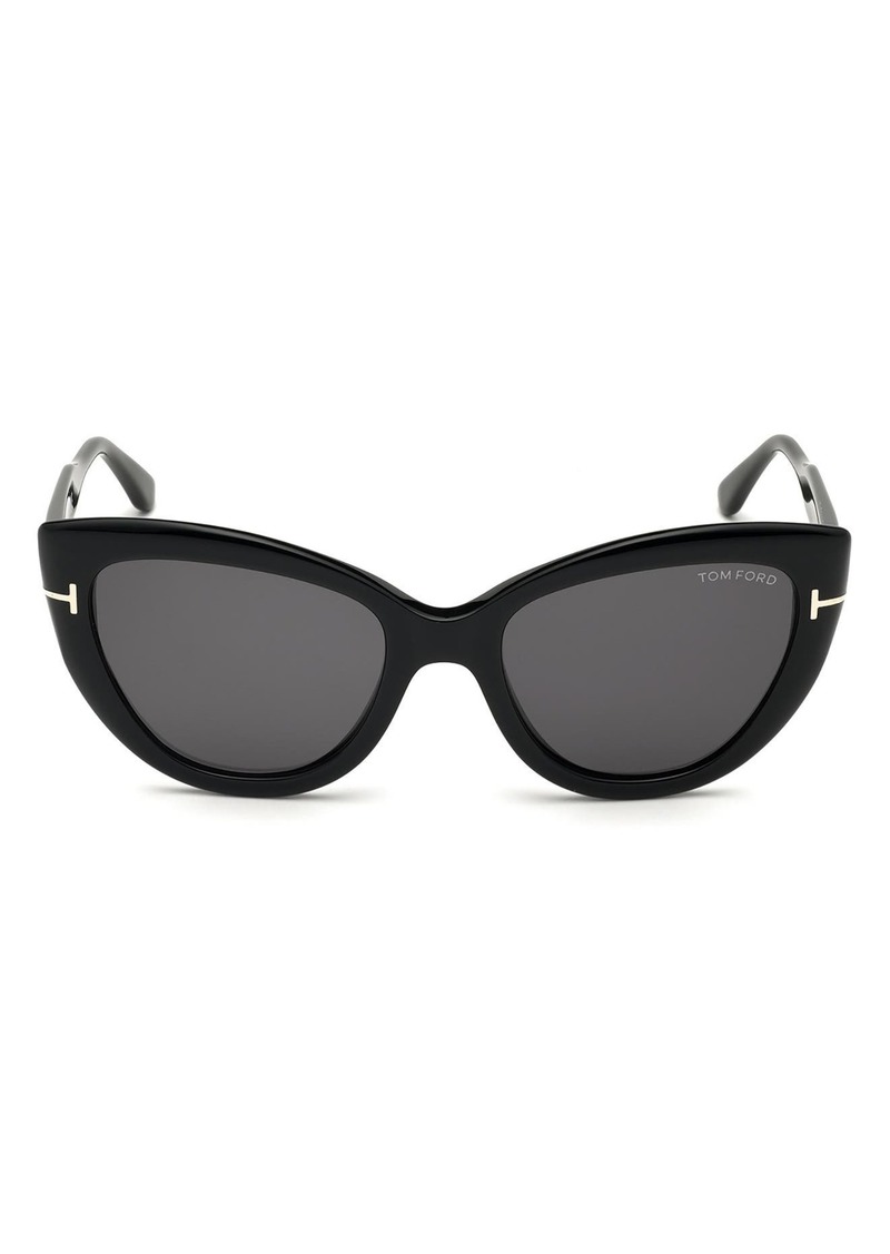 TOM FORD Anya 55mm Cat Eye Sunglasses in Shiny Black /Smoke at Nordstrom Rack