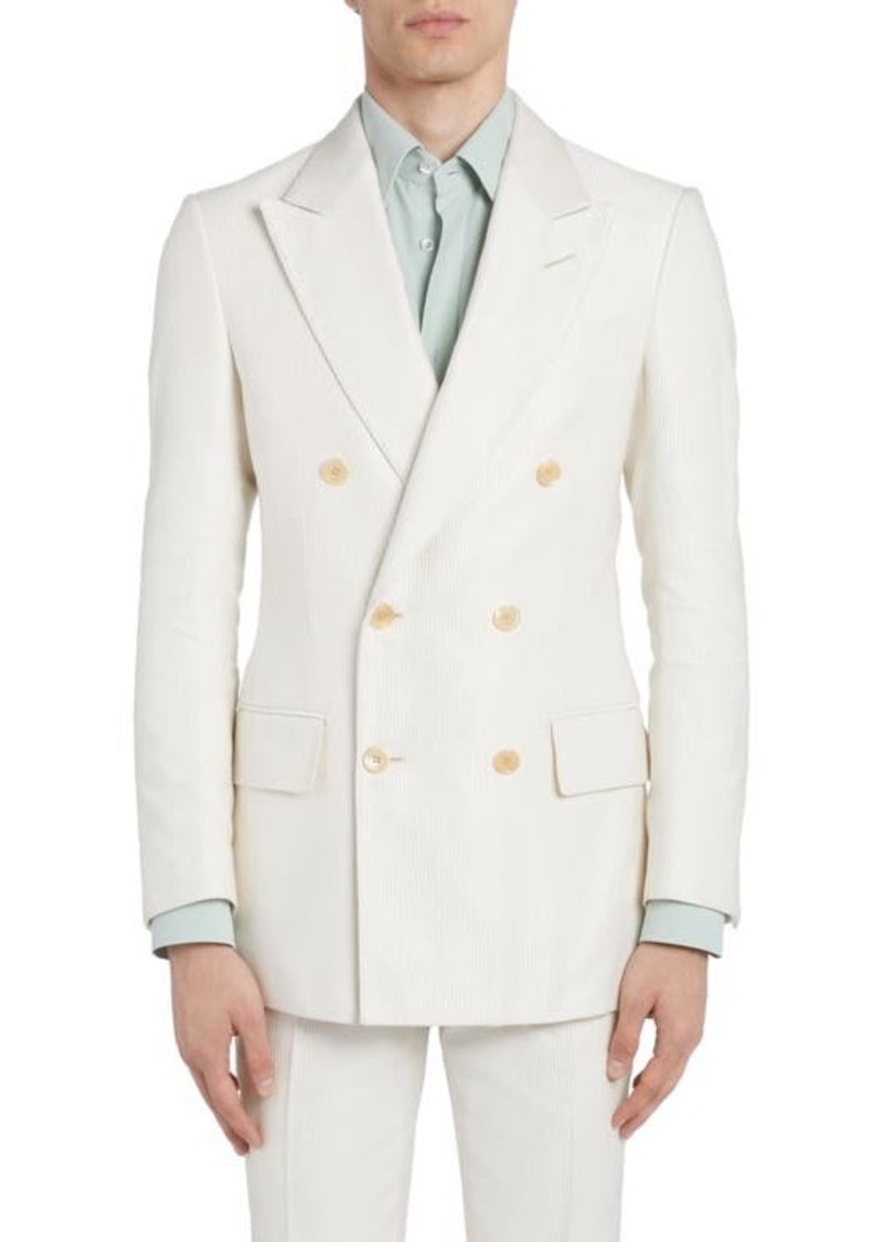 TOM FORD Attitucus Double Breasted Cotton & Silk Sport Coat