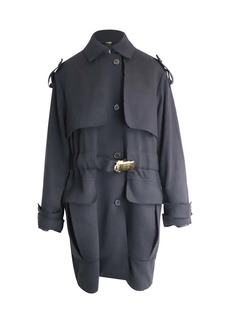 Tom Ford Belted Frayed Trench Coat In Black Cotton