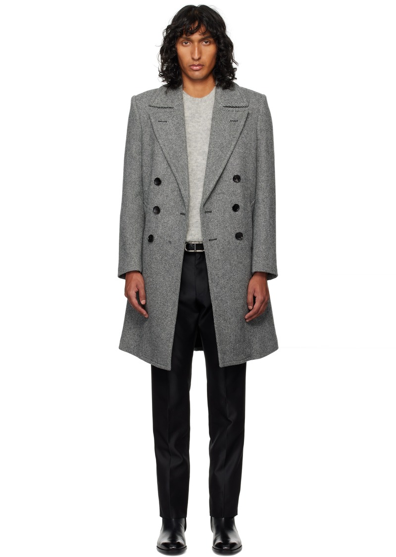 TOM FORD Black & White Graphic Twill Coat