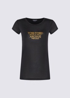TOM FORD BLACK AND GOLD SILK T-SHIRT