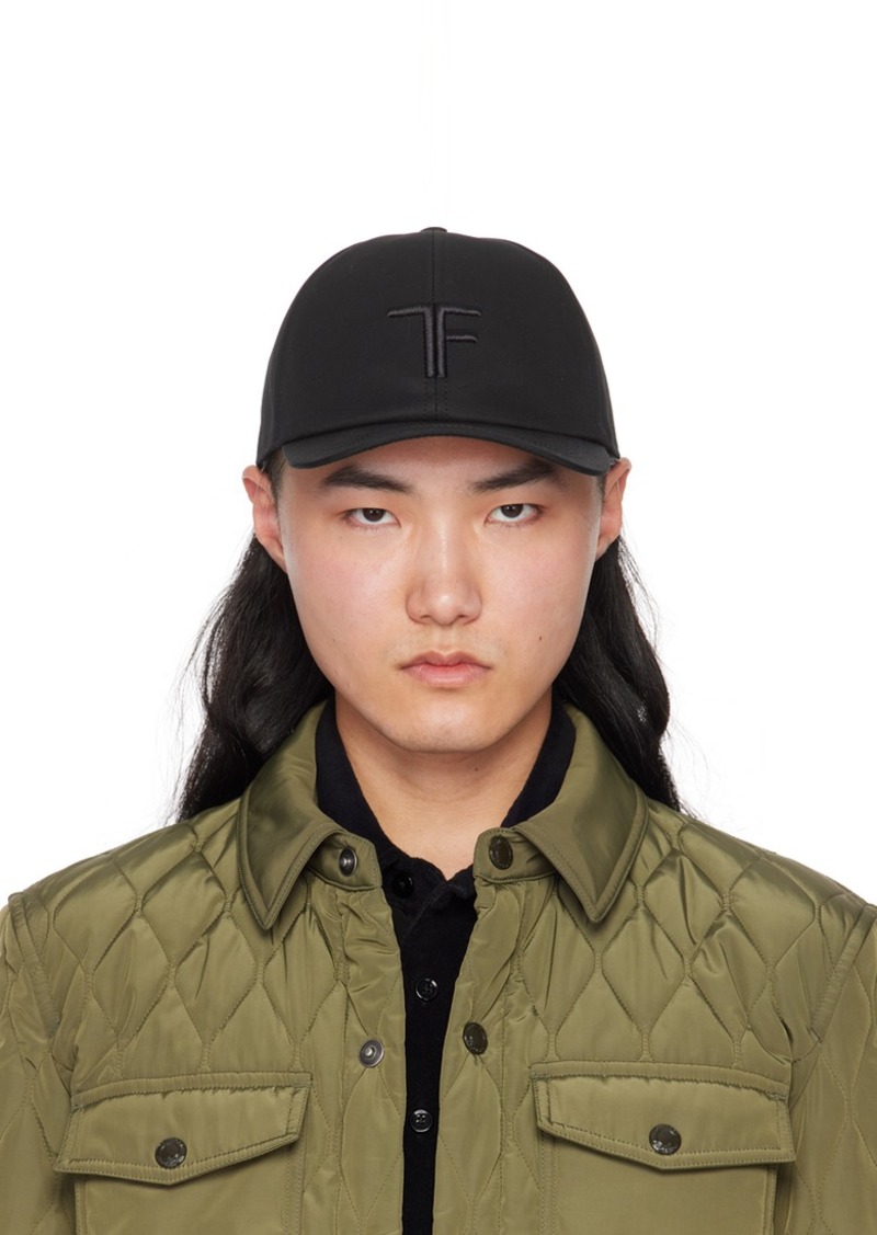 TOM FORD Black Canvas & Leather Cap