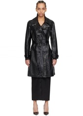 TOM FORD Black Croc-Embossed Leather Trench Coat
