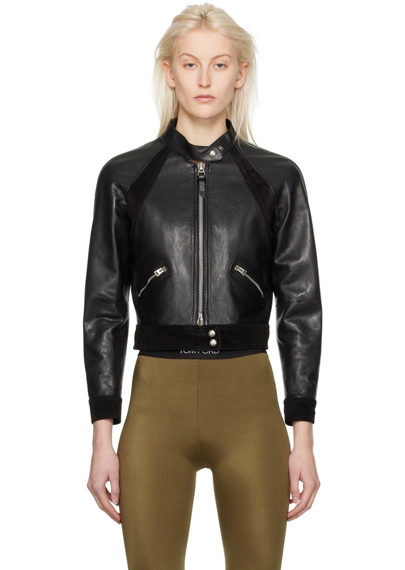 TOM FORD Black Cropped Leather Jacket
